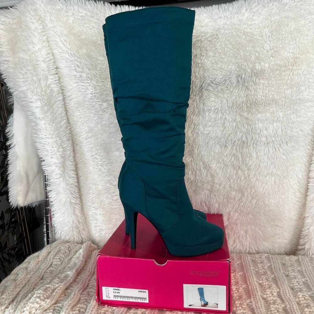 ShoeDazzle Izabel Over The Knee High Heel Boot in Green Women’s Size 8.5